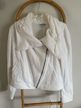 Express Women's White Asymmetrical Zip Moto Jacket